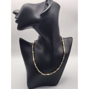 Monet Vintage Gold Tone Branch Twig Turquoise Bead Necklace 16 Inch Boho Chic